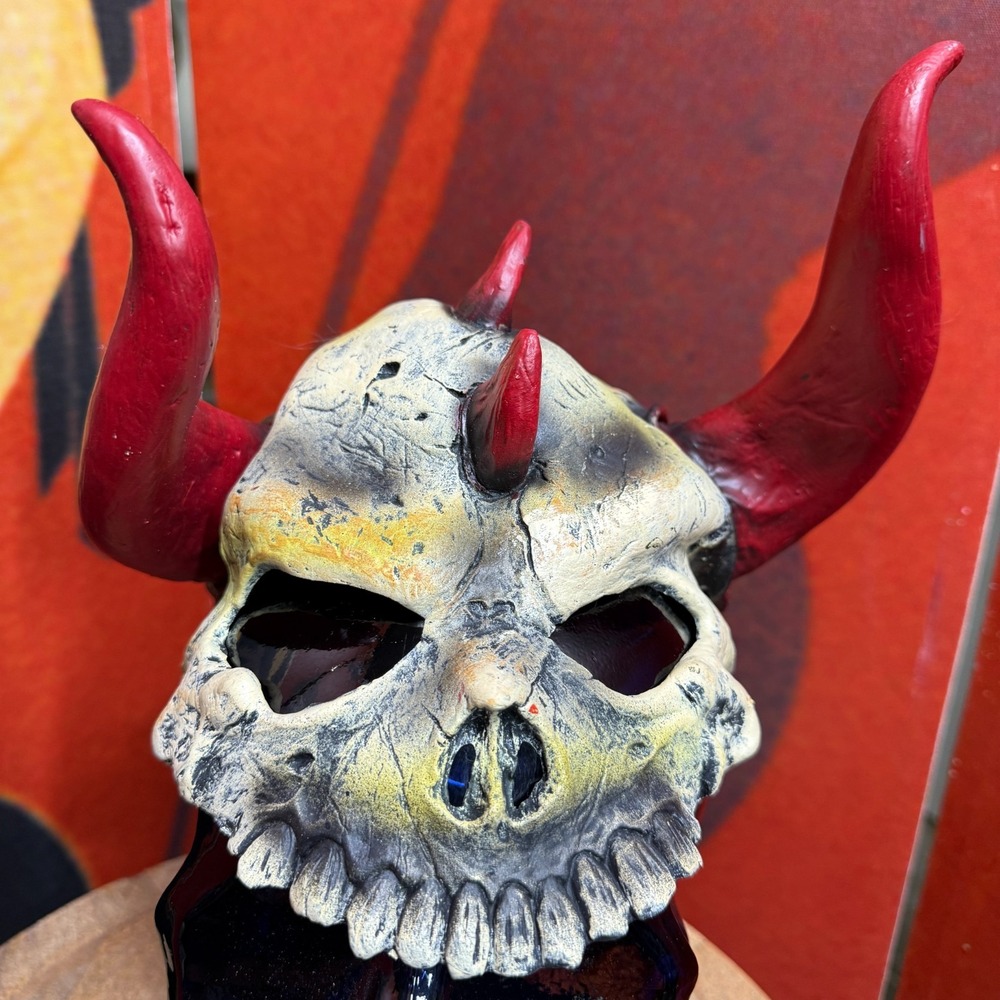 Vintage 2004 Disguise Halloween Mask Devil Half Skull Kids Size